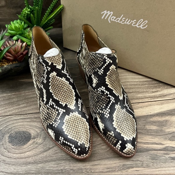 NIB Madewell Sonia Low Chelsea Western Ankle Bootie Snake Embossed Leather 7 - Picture 2 of 12